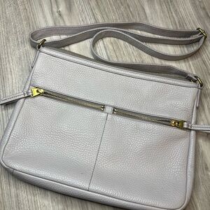 Fossil Elegant Gray Leather Shoulder Bag
